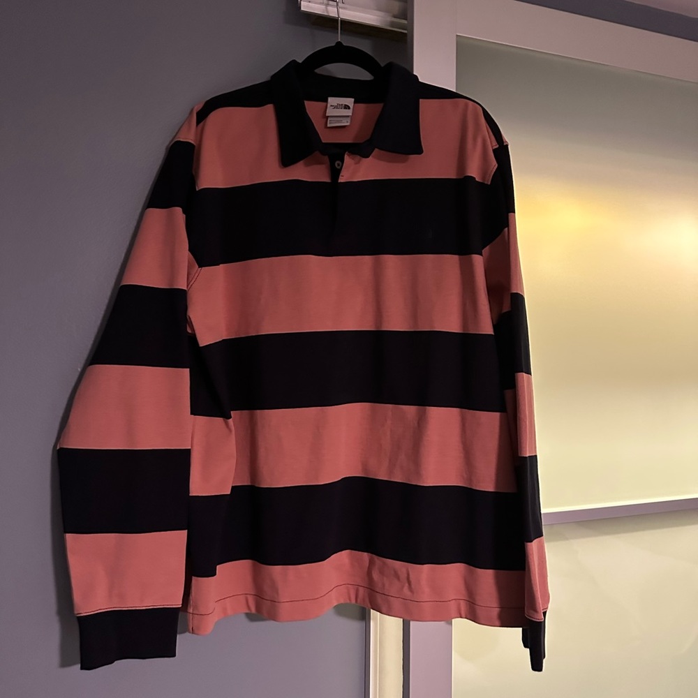 North Face Striped Long Sleeve Polo